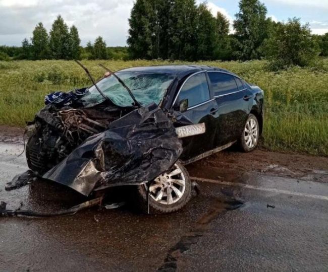 В Пермском крае две иномарки на скорости столкнулись лоб в лоб