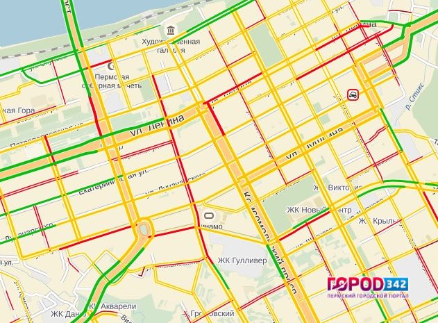 Яндексом в Перми зафиксирована трехкилометровая пробка
